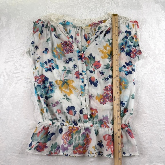 Vintage Monsoon Floral Peplum Top Cottagecore Prairie Romantic Boho Size 6 - Picture 9 of 9